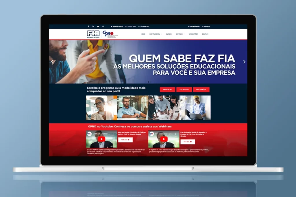 Website desenvolvido para o Núcleo GPRO da FIA (Fundação Instituto de Administração)