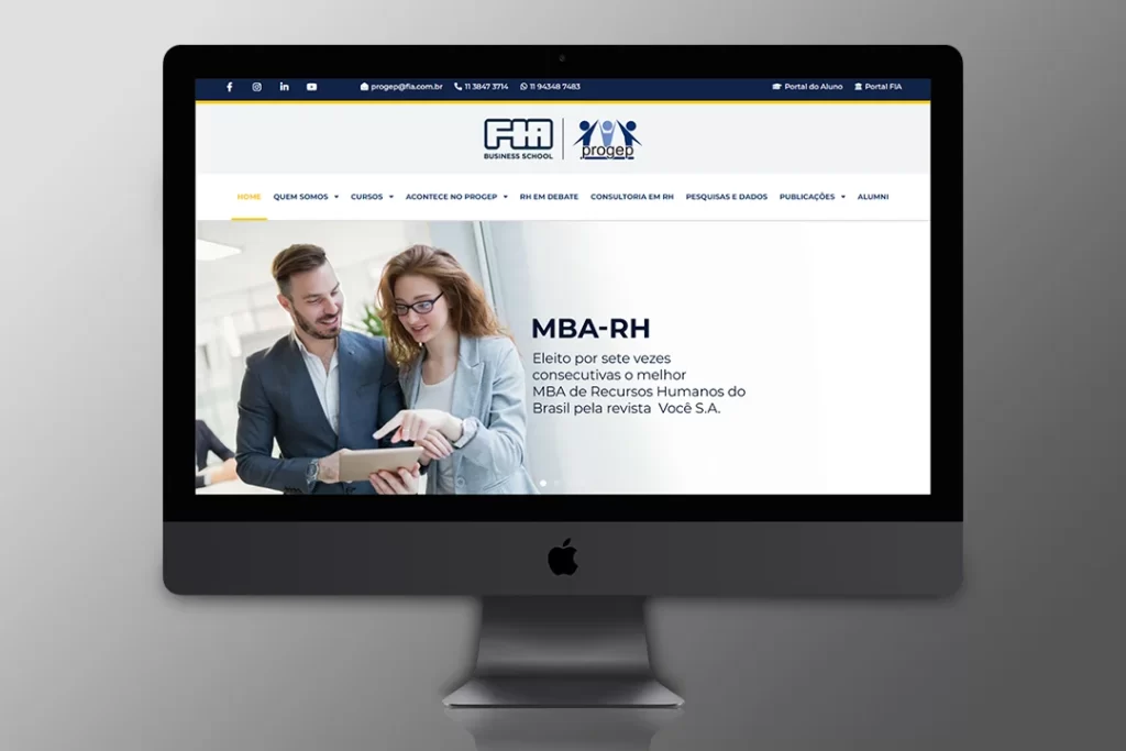 Website desenvolvido para o Núcleo PROGEP da FIA (Fundação Instituto de Administração)
